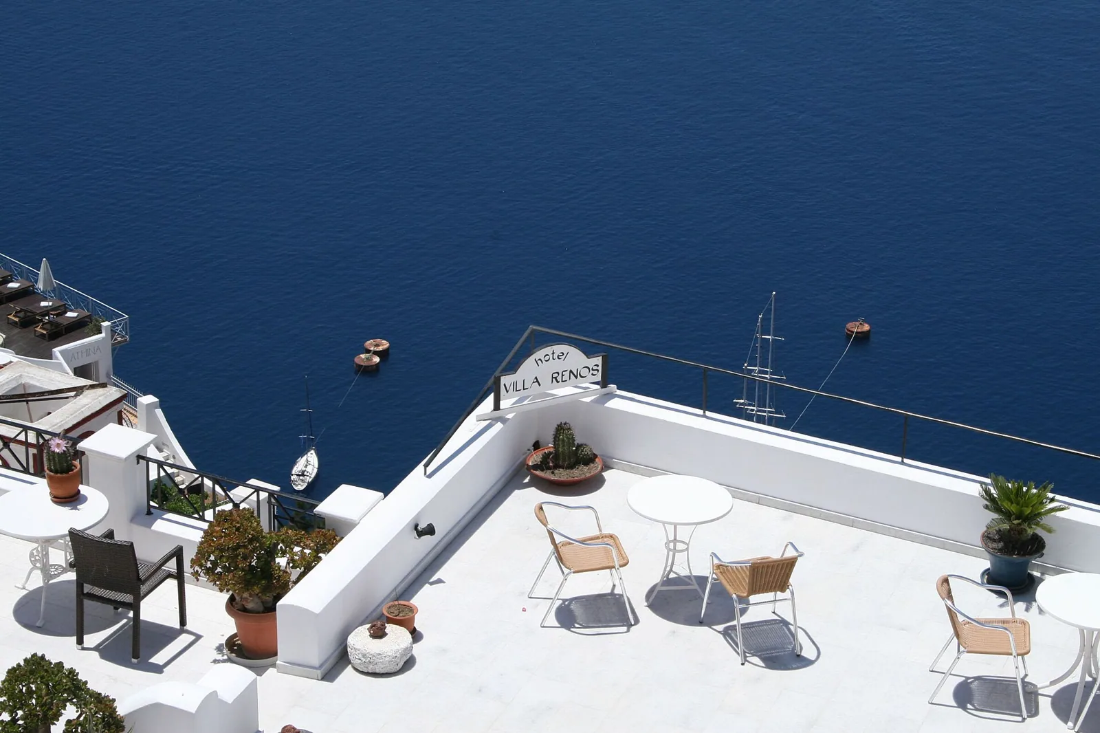 Whitewashed cliffside villa in Santorini