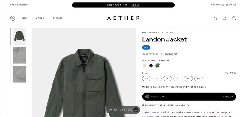 Aether Apparel redesign study