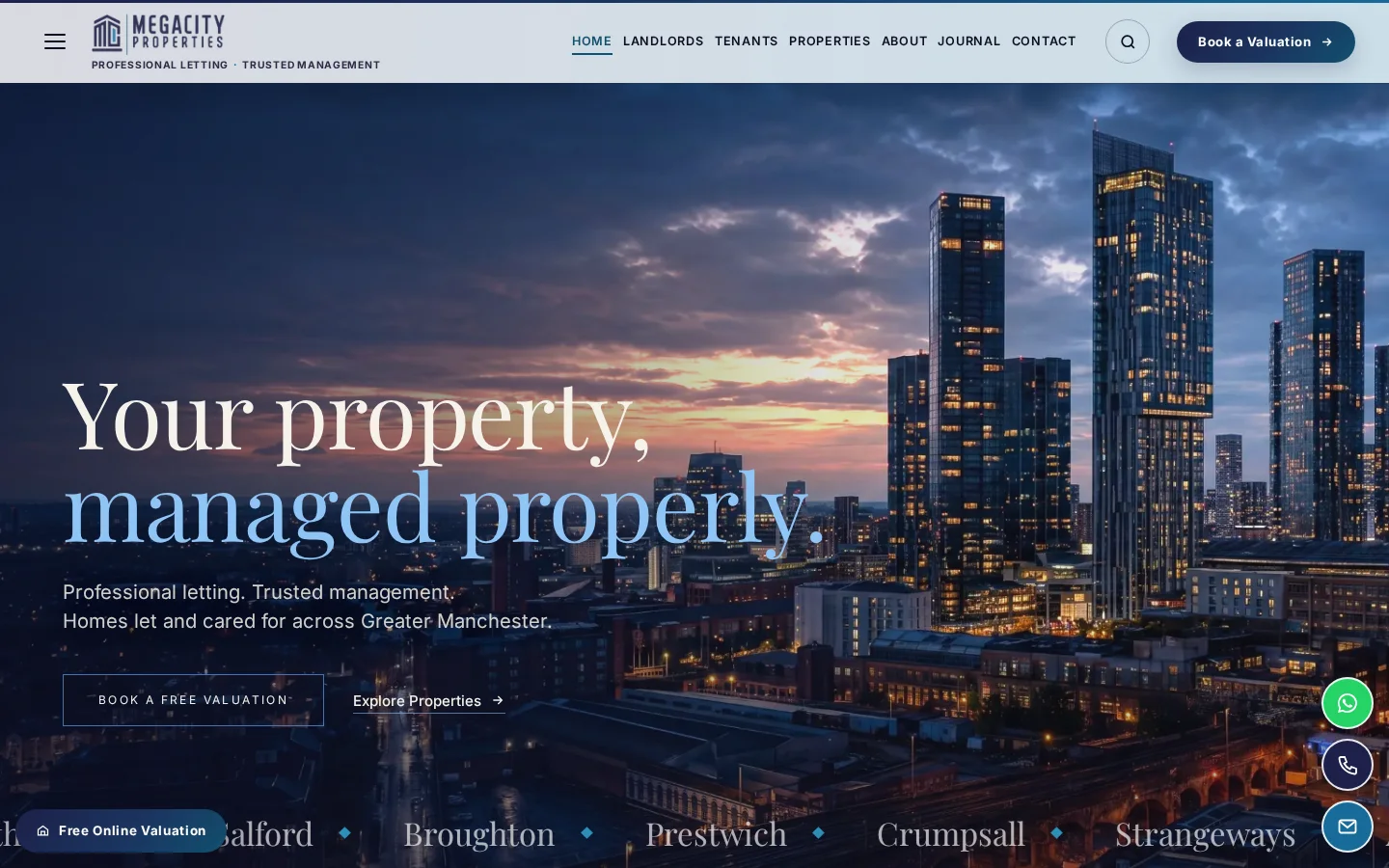 Megacity Properties website homepage