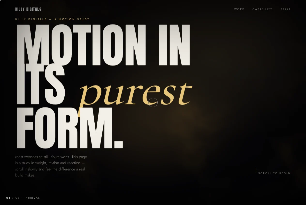 Apex — extreme scroll experience with momentum scrolling, pinned sequences and kinetic type
