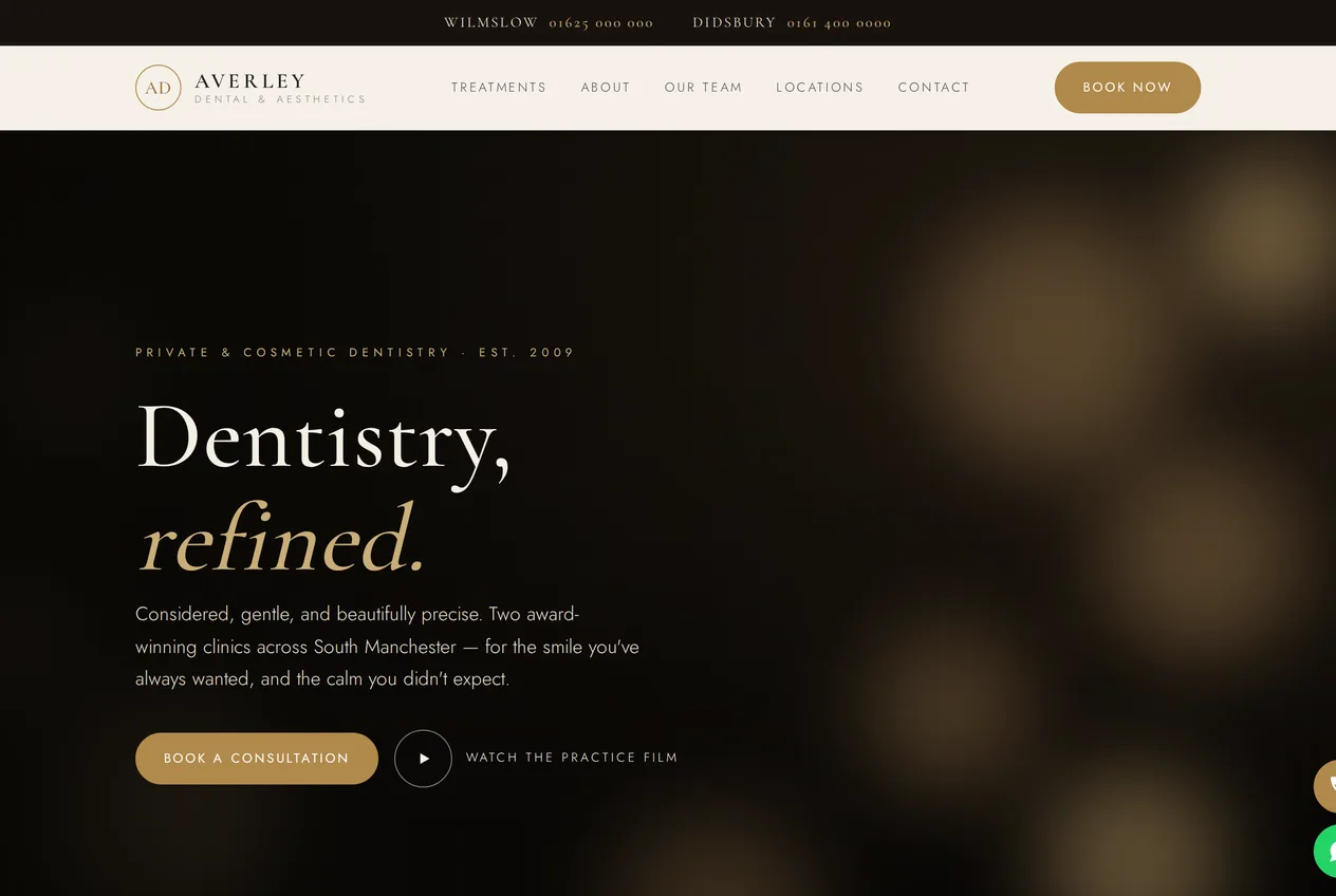 Averley Dental — luxury dental clinic website