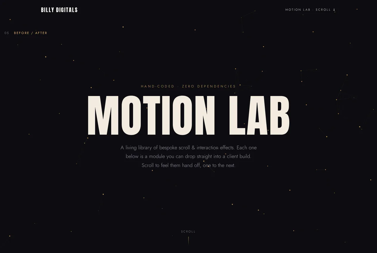 Motion Lab — library of scroll and interaction effects